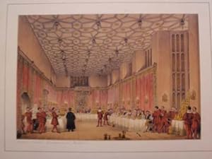 A Fine Original Hand Coloured Lithograph Illustration of the Presence Chamber at Hampton Court in...