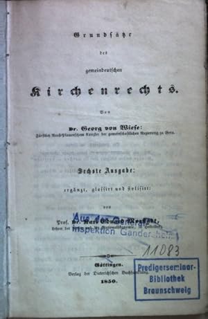 Seller image for Grundstze des gemeindeutschen Kirchenrechts. for sale by books4less (Versandantiquariat Petra Gros GmbH & Co. KG)