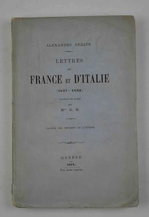 Lettres de France ed d'Italie (1847-1852) traduit du russe par M.me N.H. - édition des enfants de...