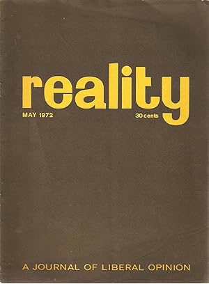 Image du vendeur pour Reality - A Journal of Liberal Opinion May 1972 mis en vente par Snookerybooks