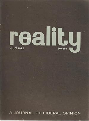 Image du vendeur pour Reality - A Journal of Liberal Opinion July 1972 mis en vente par Snookerybooks