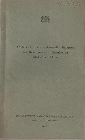 Image du vendeur pour Ondersoek in Verband met die Onderwys van Rekenkunde in Primere en Middelbare Skole mis en vente par Snookerybooks