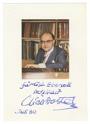 Bust-length portrait photograph signed, inscribed "Für Lisl Ebersoll herzlichst Nico Dostel," and...