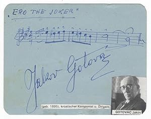 Autograph musical quotation boldly signed in full and notated in blue ink