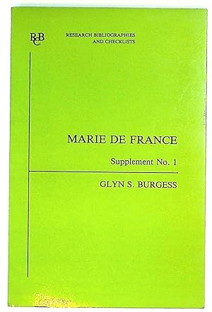 Imagen del vendedor de Marie de France: an Analytical Biblipgraphy. Supplement No. 1 a la venta por The Kelmscott Bookshop, ABAA