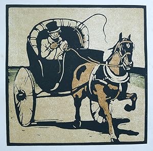 "The Cabriolet". A woodcut by W.Nicholson. Lithograph after woodcut published in the Studio, Lond...