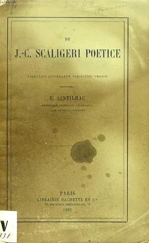 Bild des Verkufers fr DE J.-C. SCALIGERI POETICE (THESIS) zum Verkauf von Le-Livre