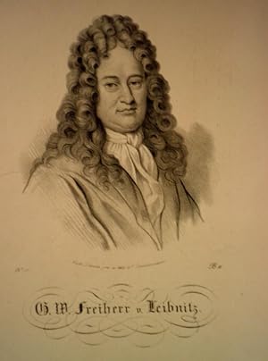 Porträt des Philosophen (1646-1716), Lithographie von F.Zimmermann nach Scheits, um 1830. Darstel...