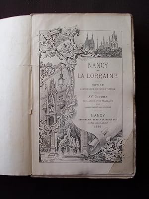 Image du vendeur pour Nancy et la Lorraine - Notice historique et scientifique mis en vente par Librairie Ancienne Zalc