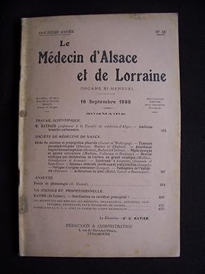 Image du vendeur pour Le mdecin d'Alsace et de Lorraine - N18 mis en vente par Librairie Ancienne Zalc