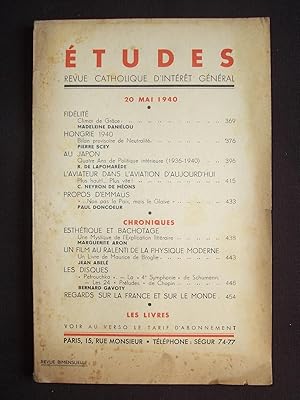 Etudes - Revue catholique d'intérêt général - 20 Mai 1940