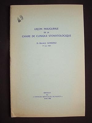 Bild des Verkufers fr Leon inaugurale de la chaire de clinique stomatologique zum Verkauf von Librairie Ancienne Zalc