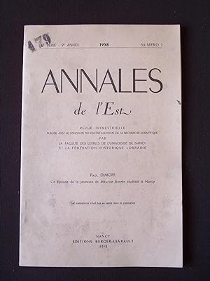 Seller image for Annales de l'Est - N1 1958 for sale by Librairie Ancienne Zalc