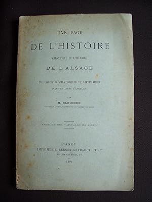 Une page de l'histoire scientifique et littéraire de l'Alsace