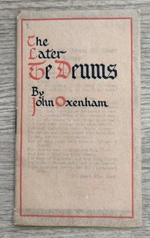 Imagen del vendedor de The Later Te Deums a la venta por Peter & Rachel Reynolds