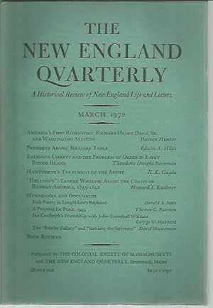 Seller image for The New England Quarterly: A Historical Review of New England Life and Letters Volume XLV [45], Number 1 (March 1972) for sale by Bookfeathers, LLC