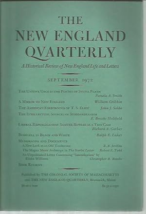 Bild des Verkufers fr The New England Quarterly: A Historical Review of New England Life and Letters Volume XLV [45], Number 3 (September 1972) zum Verkauf von Bookfeathers, LLC
