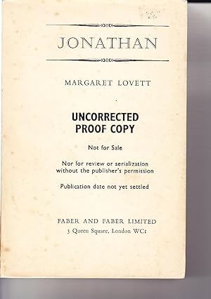 Seller image for Jonathan: Uncorrected Proof Copy: Publication date not yet settled for sale by Ryde Bookshop Ltd