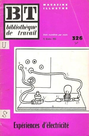 Imagen del vendedor de BT ( Bibliothque De Travail ) n 326 Du 15 Octobre 1955 - Expriences d'lectricit a la venta por Au vert paradis du livre