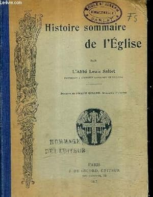 Image du vendeur pour HISTOIRE SOMMAIRE DE L'EGLISE. mis en vente par Le-Livre