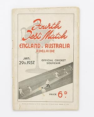 Official Souvenir of the English Cricketers' Visit to Adelaide. Fourth Test Match commencing Janu...