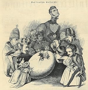 REVOLUTION 1848. - Karikatur. - Kaiserwahl. "Das deutsche Kaiser-Ei". Die Monarchen Europas umste...