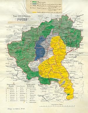 POSEN. - Karten. "Das reorganisierte Posen" 1848. Eine Übersichts- und vier Verlaufskarten, auf i...