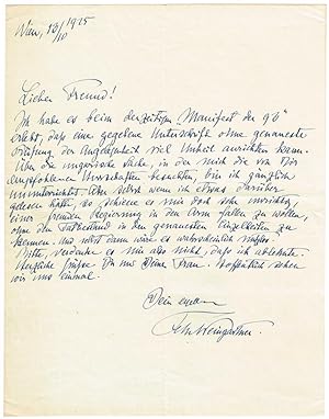 Seller image for Eigh. Brief mit Unterschrift. for sale by Wiener Antiquariat Ingo Nebehay GmbH