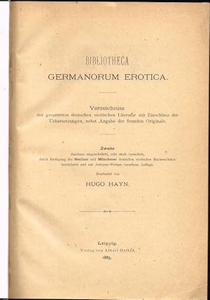 Bild des Verkufers fr Bibliotheca germanorum erotica. Verzeichnis der gesammten deutschen erotischen Literatur mit Einschluss der Uebersetzungen, nebst Angabe der fremden Originale. 2. verm. Aufl. zum Verkauf von Wiener Antiquariat Ingo Nebehay GmbH