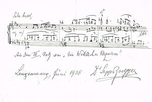 Musikalisches Albumblatt mit eigh. Notenzeile und Unterschrift, quer-8, Langenwang, Juni 1938.
