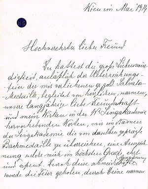 Immagine del venditore per 2 eigenhndige Briefe mit Unterschrift, insgesamt 4 Seiten, in-8 und quer-kl-8, Wien, 28. 1. 1912 und Mai 1914, jeweils mit Kuvert. venduto da Wiener Antiquariat Ingo Nebehay GmbH