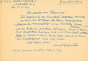 Imagen del vendedor de Eigenhnd. Brief mit Unterschrift, 1 Seite, quer-8, Berlin-Kpenick, 12. 6. 1966. a la venta por Wiener Antiquariat Ingo Nebehay GmbH