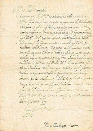 Diktatbrief in lat. Sprache mit Unterschrift ("Maria Christierna. Leonora"), 1 Seite, kl-4, Hall,...