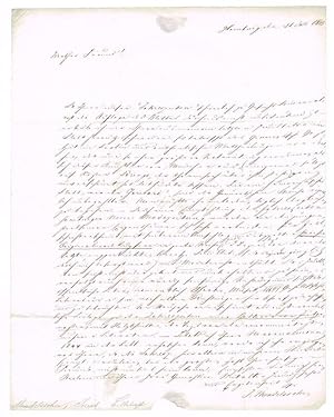 Bild des Verkufers fr Eigh. Brief m. U., 1 Seite, in-4, Hamburg, 21. 10. 1843. zum Verkauf von Wiener Antiquariat Ingo Nebehay GmbH