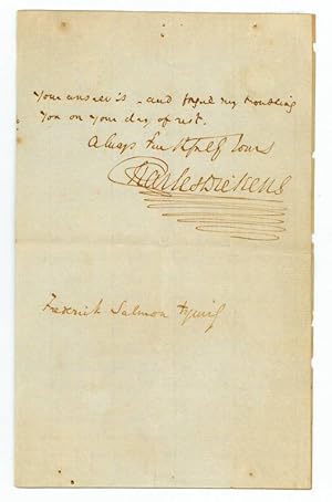 Seller image for Autograph letter signed ("Charles Dickens"). for sale by Antiquariat INLIBRIS Gilhofer Nfg. GmbH