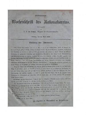 Wochenschrift des Nationalvereins. Nr. 1 (15.4.1860) - Nr. 35 (28.12.1860) + Anzeigenblätter & Nr...