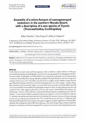 Imagen del vendedor de Assembly of a micro-hotspot of caenogastropod endemism in the southern Nevada desert, with a description of a new species of Tryonia (Truncatelloidea, Cochliopidae) a la venta por ConchBooks