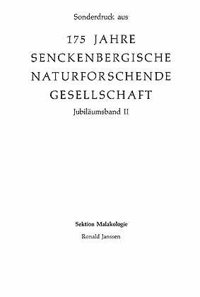 Imagen del vendedor de 175 Jahre Senckenbergische Naturforschende Gesellschaft, Jubilumsband II: Sektion Malakologie a la venta por ConchBooks