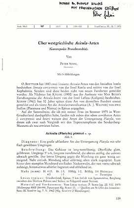 Imagen del vendedor de �ber westgriechische Acicula-Arten (Gastropoda: Prosobranchia) a la venta por ConchBooks