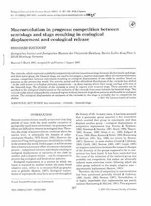 Image du vendeur pour Macroevolution in progress: competition between semislugs and slugs resulting in ecological displacement and ecological release mis en vente par ConchBooks