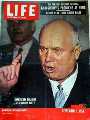 Imagen del vendedor de Life International September 1 , 1958 Khrushchev a la venta por Herr Klaus Dieter Boettcher