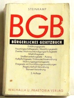 Bild des Verk�ufers f�r BGB - B�rgerliches Gesetzbuch mit Einf�hrungsgesetz Einf�hrungsgesetz; Haust�rgesch�ftsgesetz; Abzahlungsgesetz; Zweites Wohnraumk�ndigungsschutzgesetz; Mieth�hegesetz; Stra�enverkehrsgesetz . zum Verkauf von Peter-Sodann-Bibliothek eG