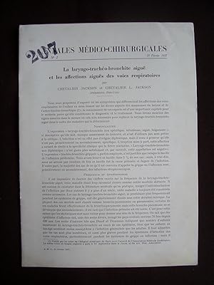 La laryngo-trachéo-bronchite aiguë et les affections aiguës des voies respiratoires