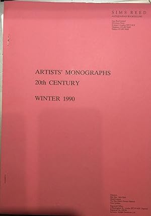 Image du vendeur pour Artists' Monographs 20th Century, Winter 1990. Sims Reed Antiquarian Booksellers Catalogue. mis en vente par Epilonian Books