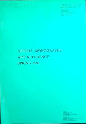 Image du vendeur pour Artists' Monographs Art Reference, Spring 1991. Sims Reed Antiquarian Booksellers Catalogue mis en vente par Epilonian Books