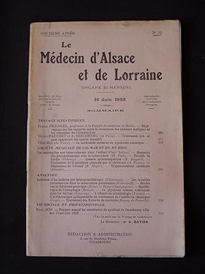 Image du vendeur pour Le mdecin d'Alsace et de Lorraine - N12 mis en vente par Librairie Ancienne Zalc