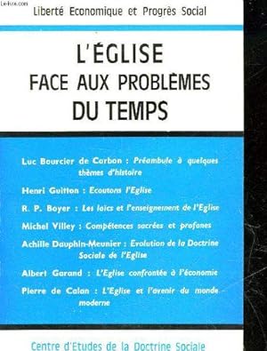 Bild des Verkufers fr L'eglise face aux problemes du temps zum Verkauf von JLG_livres anciens et modernes