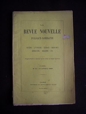 Image du vendeur pour La revue nouvelle d'Alsace-Lorraine - N11 Avril 1886 mis en vente par Librairie Ancienne Zalc