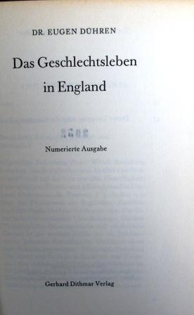 Seller image for Das Geschlechtsleben in England for sale by Hildegard Noffz