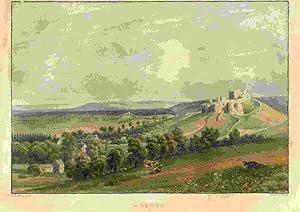 Bild des Verkufers fr Arques. Vue du Chateau. Kollorierter Stahlstich ohne Passpartout. F. Fielding pinx. - Reeve sculp.Mae des Stichblattes: zum Verkauf von Antiquariat Ekkehard Schilling